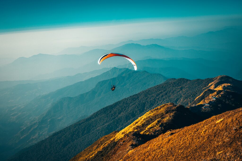 a man skydiving